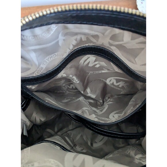 Michael Kors Honey Black Patent Leather Snake Python Embossed Tote Shoulder Bag - Picture 9 of 16